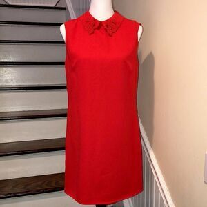 TED BAKER LONDON Red Sleeveless Holiday Dress Keyhole Accent On Back Sz 2